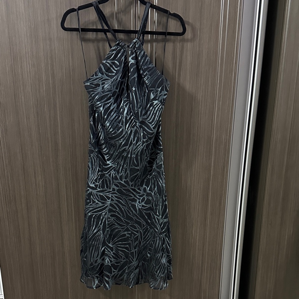 Chic Backless Halter Dress in Black and Emerald Gray